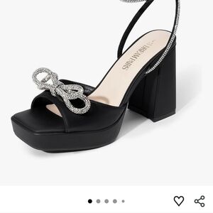 Dream Pairs White Heels with Rhinestone Bow